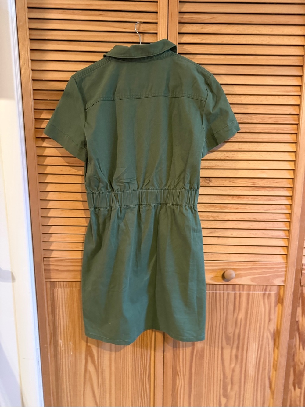 J. Crew Olive Short-Sleeve Zip-Front Utility Dress - Picture 3 of 3